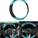 Osilly Car Steering Wheel Cover, Non-Slip Vehicle Steering Wheel Protector, Automotive Interior Accessories for Women Men, 15 Inch Universal for SUV, Truck, RV, Van and More Black/Cyan