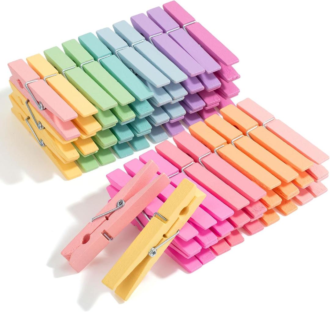 Mr. Pen- Large Wooden Clothes Pins, 2.9 Inch, 50 Pack, Natural Wood Clips for Crafts, Classroom Projects, Hanging Photos, Chip Bags, Decoration, Rust Resistant Spring (Pastel Colors)