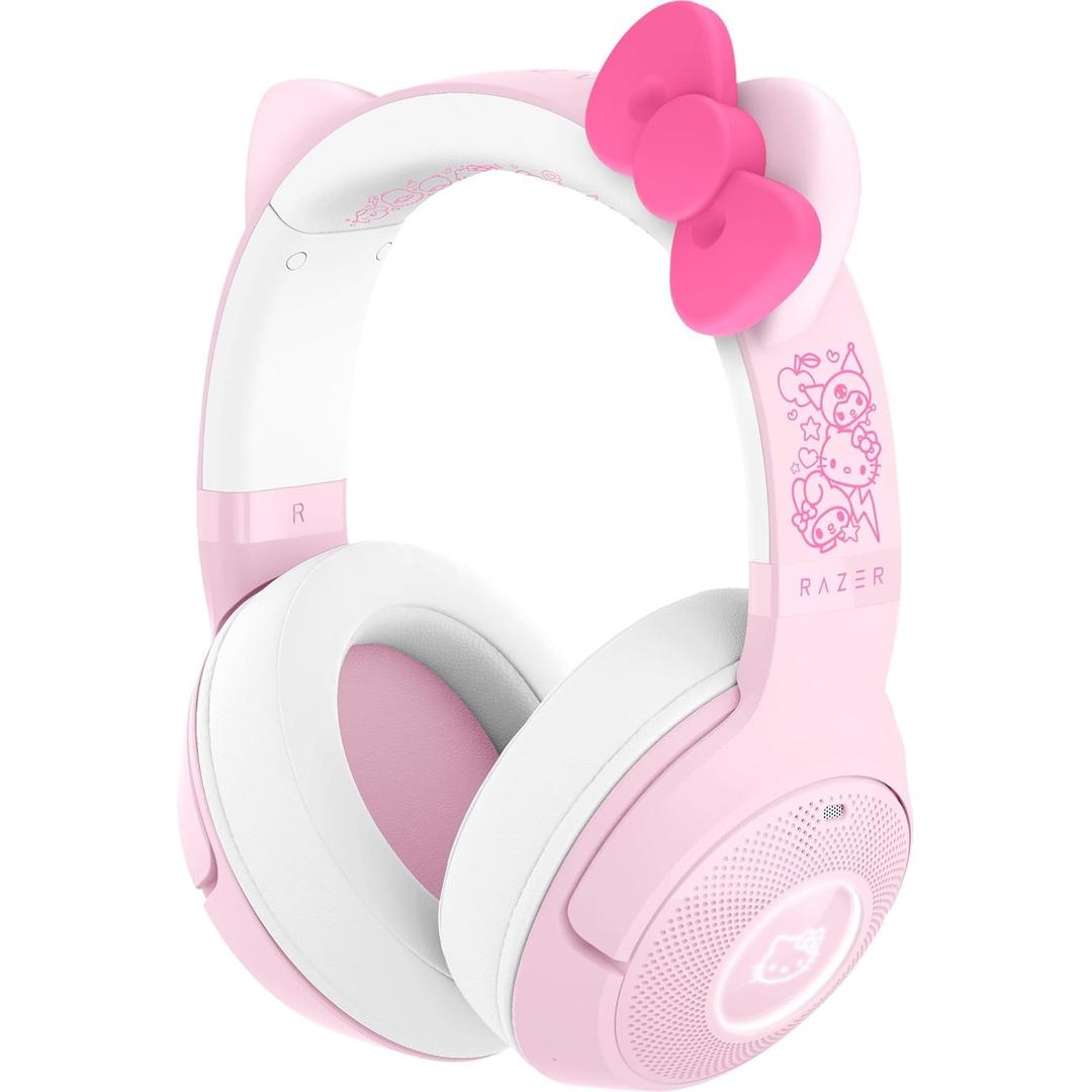 Razer Kraken Kitty V2 BT Wireless RGB Headset: Chroma RGB - Bluetooth 5.2-40 mm Drivers - 40 Hr Battery w/Type C Charging - Hello Kitty & Friends Edition