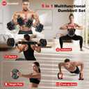 Adjustable Dumbbell Set, 10/20/30/45/70/90lbs, 5 in 1 Multi-Function Dumbbells Set Converts to Barbell & Kettlebell, Weight Set for Home Gym Workout, Suitable for Men/Women Strength Training