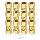 GORAGUCHI 3PCS 5/8" x 5/8" Tube OD Coupler, Brass Compression Tube Pipe Fitting Connector for Air/Fuel/Water/Gas/Oil