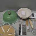 Enameled Cast Iron Dutch Oven Pot with Lid, Bread Oven for Sourdough Bread Baking, Dutch Ovens with Bread Proofing Basket& Baking Supplies Set, 6 Quart, Green