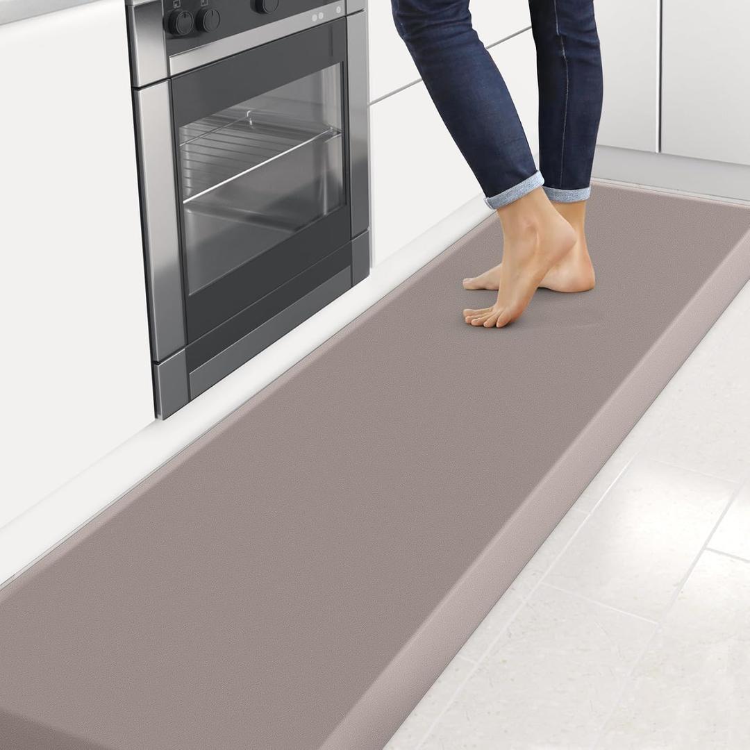 4/5 Inch Thick Kitchen Mats for Floor, StepRite Kitchen Rug for Standing Desk, Non-Slip, Thicker, Stain & Water Resistant, Comfort Anti Fatigue Floor Mat for Home, Kitchen, Office - Khaki,108 * 30''