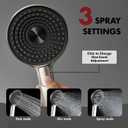 Handheld Shower Head with High-Pressure Built-In Power Jet Luxury Modern 3-Spray Bathroom Powerful Shower Heads