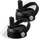 Straw Lid for Hydro Flask, Lids with Straw Compatible with Hydro Flask Wide Mouth 12/18/20/32/40 oz Water Bottles, Leak-Proof Drinking Cap with Replacement Straw, Durable Sport Bottle Lid Accessories (2 Pcs Black)