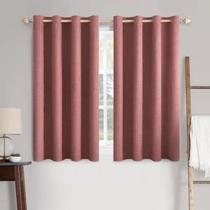 MIULEE 100% Blackout Linen Textured Curtains for Bedroom Solid Thermal Insulated Dusty Rose Grommet Room Darkening Curtains & Drapes Luxury Decor for Living Room Nursery 52 x 54 Inch (2 Panels)