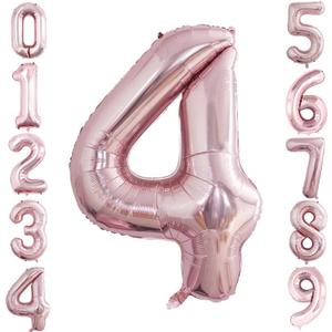 2 x GOER 2 Pcs 42 Inch Rose Gold Foil Balloons Number 4,Huge Number Balloons for 4th 44th Birthday Party Supplies Anniversary Decorations