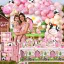313pcs Farm Birthday Decorations for Girl, Worry-free One-stop Set for 25 Guests, with Thick Plates Banner Centerpieces and Cupcake Toppers, Easy Setup for Farm Themed Party