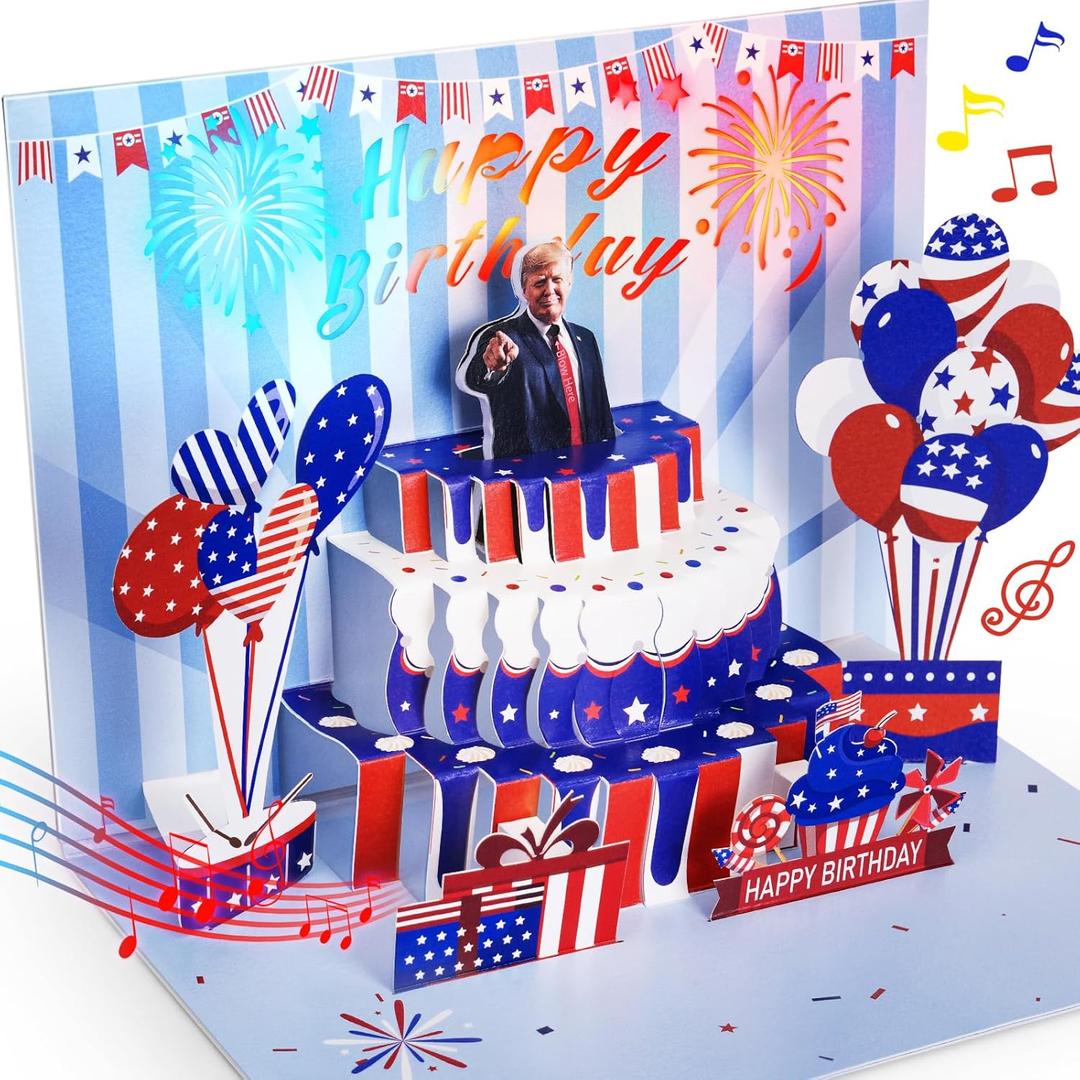 FITMITE Birthday Card, Musical Pop Up Birthday Cards w Light, Blow Out Candle & Play Happy Birthday Music Pop Up Card, Greeting Cards Gifts for Him or Her