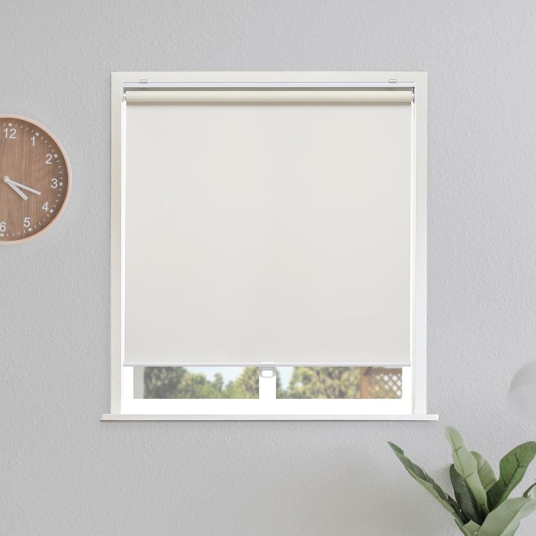 Blackout Roller Shades Blinds Cordless for Windows Pull Down Room Darkening Door Blinds with Thermal Insulated Easy to Install for Living Room,Bedroom,Home,Office Bathroom Beige 64" Wx72 H (64"W x 72"H, Beige)