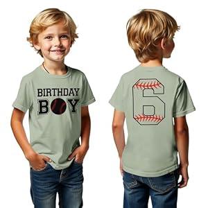 SOFEON Baseball Birthday Boy Shirts 6th 7th 8th 9th 10th Boys Birthday Party T-Shirt Kids Baseball Gift Short Sleeve Tees(Green, 6T)
