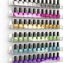 YMVV Clear Acrylic Nail Polish Rack Wall Mounted Shelf,6 Pack Organizer with Unique Wavy Lines,Nail Supplies for Techs,Great Display Salons Retailers