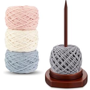Geelin Large Crochet Yarn Spinner Wooden Yarn Holder for Knitting and Crocheting Gift for Craft and Knitting Lovers Crochet Accessories and Tools for Fiber Crafts