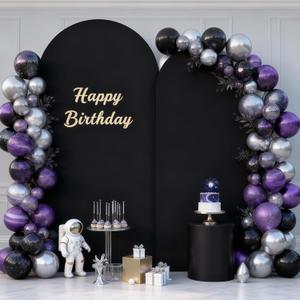 2 Set-7.2FT, 6FT Black Arch Backdrop Cover,Spandex Fitted Wedding Arch Stand Covers Round Top Chiara Arch Backdrop Stands Cover for Birthday Party Banquet Photo Background Decoration