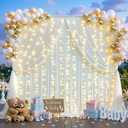 Ivory Tulle Backdrop Curtain for Parties Wedding,30ft x 10ft Wrinkle Free Curtain Backdrop,2 Layer Drapes for Backdrop,Polyester Back Drop for Bridal Shower Birthday Baby Shower Photography