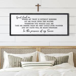 Spirit Lead Me Wall Art Decor 24x10 Inch Christian Scripture Office Inspirational Lyrics Ready to Hang Wooden Framed Sign (Black)