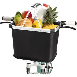 Hedume Bicycle Basket, Folding Detachable Bike Basket, Multi-Purpose Bike Handlebar Basket Front for Pet, Shopping, Commuter, Camping and Outdoor, Quick Release Easy Install