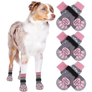 EXPAWLORER 6PCS Anti-Slip Dog Socks to Prevent Licking Paws,Dog Shoes for Hot Pavement,Best Paw Protector Traction Control on Hardwood Floor,Dog Booties for Puppy Small Medium Large Senior Dogs