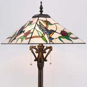 Tiffany Floor Lamp Amber Hummingbird Mission Style Stained Glass Standing Reading Light 16X16X64 Inch