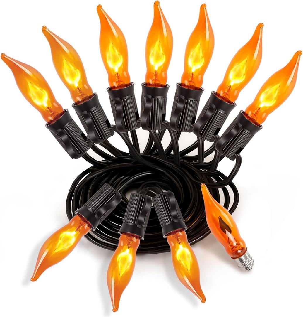 Year-Round Cozy Glow, 50Ft Outdoor Flickering Flame String Lights with 25 E12 Vintage Bulbs, Heavy-Duty, Weatherproof & Dimmable for Patio, Backyard, Bistro, and Farmhouse Decor