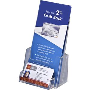 Clear-Ad - Acrylic Trifold Brochure Holder with Business Card Pocket - Rack Card Display - Pamphlet Stand - LHF-P100 (Single Pack)