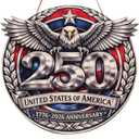 4 x Spiritlele 250th Anniversary USA Door Sign Silver Eagle Wooden Patriotic Wreath Hanging Plaque 4th of July Indoor Decoration for Front Door Home Office Celebration Gift