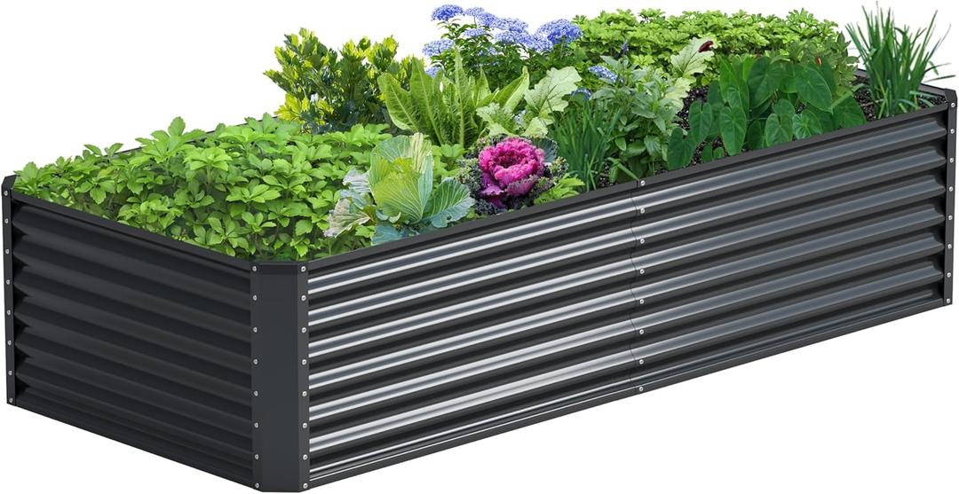 8x2x2FT Galvanized Raised Garden Bed,Galvanized Planter Boxes Outdoor, Large Metal Raised Garden Beds for Vegetables-Grey