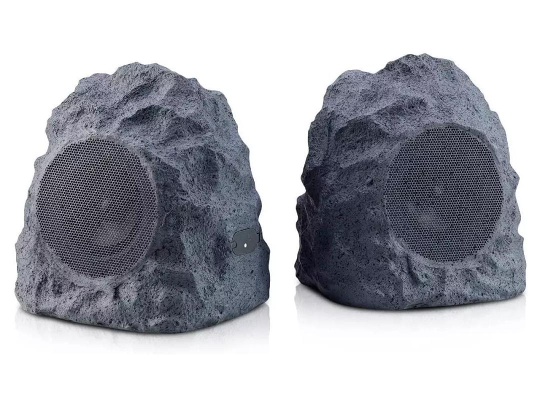 Theater Solutions B43GR Fully Wireless 120 Watt Rechargeable Battery Bluetooth Rock Speaker Pair Slate Grey Link Up to 99 Speakers Wirelessly, Slate Gray