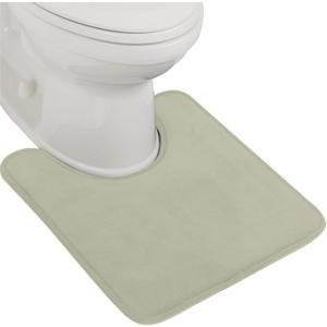 GORILLA GRIP Thick Memory Foam Toilet Rug for Bathroom, U Shaped Washable, Soft Absorbent Velvet Topside Floor Mats, Machine Wash, Cushioned Luxury Mat Rugs for Bath Room, 22.5 x 19.5, Sage