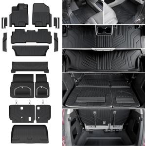 Floor Mats Set for 2018-2026 Honda Odyssey, All Weather TPE Backrest Mat Trunk Mat Cargo Liner for Stowed Flat 3rd-Row Seating and Well Area Accessories(Full Mats Set for Full Coverage)
