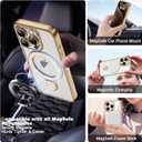 Compatible with iPhone 15 Pro Max Case with Invisible Magnetic Ring Stand [Compatible with Mag-Safe] [Full Camera Lens Protector] Plating Clear Phone Case for iPhone 15 Pro Max 6.7", Gold