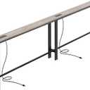 SUPERJARE 102.4 Inch Sofa Table with Power Outlets and USB-C Ports, 5.9 Inch Narrow Console Tables, Entryway Hallway Couch Tables with Storage, Behind Sofa, Small Spaces, Living Room, Oak, 5.9''D x 102.4''W x 29.7''H