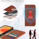 SHIELDON Wallet Case for iPhone 12 5G, Genuine Leather Folio Case Magnetic Shock Absorbing Cover RFID Blocking Credit Card Holder Kickstand Compatible with iPhone 12/12 Pro 6.1" - Retro Brown