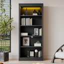 Merax 83" Tall Wood 5-Tier Bookshelf Bookcase with Adjustable Storage Shelves,Free Standing for Home Office (Black)