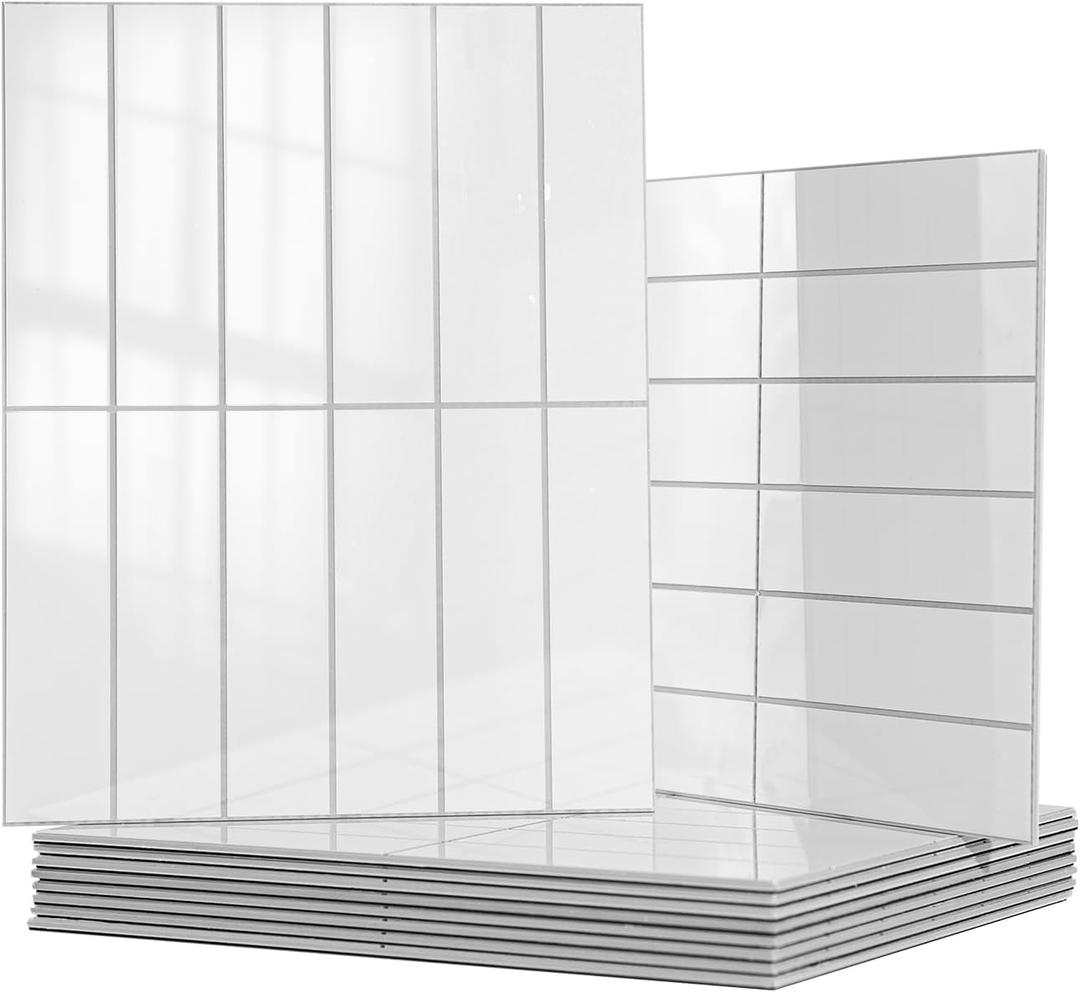 Art3d 10-Sheet Faux Marble Peel and Stick Backsplash Tile for Kitchen Wall Bathroom Countertops, 11.4 inch x 9.1 inch Stick-on Glazed-Ceramic Finish Resist to Water, Heat and Scratches, White