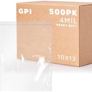 10" x 13" Heavy-Duty Zip Bags - 100 Count - Clear Plastic Reclosable Zipper Baggies, 4 Mil Thick Freezer Storage Poly Bags for Packaging Food, Clothing, Tools & Sharp Objects.