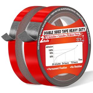 Double Sided Tape Heavy Duty Mounting Tape, Heat Resistant and Waterproof 1 Inch/0.4 Inch x 16.5 FT UltraSticky Strong Acrylic Foam Tape for Car Automotive Decor, Home Office Walls and Outdoor