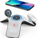 YLF Fast Wireless Charger Station 5 in 1 with Adapter - Wireless Phone Charger Stand with LED and Bluetooth Clock for Samsung Galaxy S23 Ultra/S23/S22/S21(Grey)