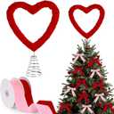ARQRHTLY 11 Inch Light up Heart Tree Topper Wooden Heart Tabletop Decoration with Warm LED Lights Battery Operated Love Sign for Wedding Anniversary Mother's Day Romantic Night Bedroom Home Decor