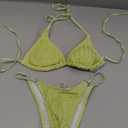 Women's 2 Piece High Cut String Bikini Set Tie Side Wireless Halter Swimsuits Beach Swimwear, Size Small