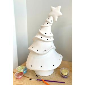 DIY Christmas Tree Mug Painting Set, Paint Your Own Ceramic Christmas Mugs Craft Kit with Paints, Brush & Spoon, Fun Ceramic Coffee Cup Craft Set for Adults, Girls Night, Festive Christmas Gift (1PC)