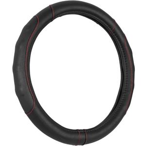 Motor Trend Ergonomic Steering Wheel Cover/Protector for Small Size Steering Wheels in Cars, SUVs, Boats (13.5-14.5") - Grip Drive Pro Comfort Grip (Black/Red Stitching)