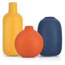 Cute Vase Matte Ceramic vases set of 3 Orange, Modern Boho Vases for Decor small vase,Centerpiece Table Decor japandi home decor Minimalist vase for Décor Room,Entryway, Bookshelf, Mantel, Shelf Décor
