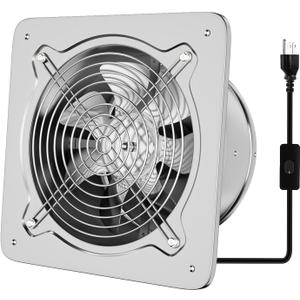 6 inch Exhaust Fan, Kitchen Exhaust Fan for Wall, Potable Window Exhaust Fans, 308CFM Wall mounted Bathroom Fan with Check Valve for Kitchen, Workshop, Basement (Silver)