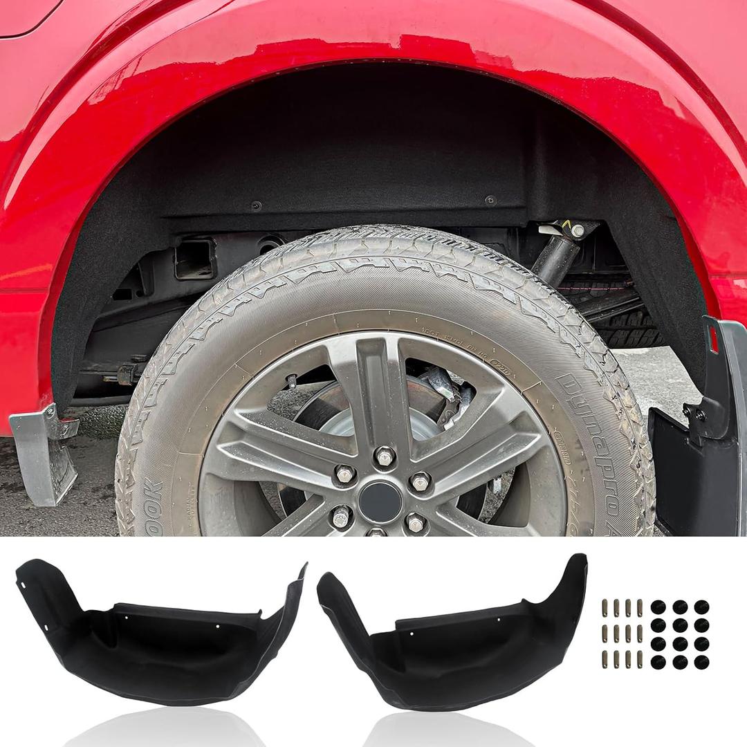 Utiiy Rear Wheel Well Liners Fit for 2021-2025 Ford F150(Not Fit Raptor) | 2PCS Rear Wheel Well Guards No Drilling Tire Inner Fender Liners for F150 Accessories