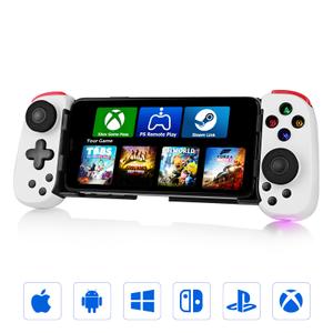 Coolaado Bluetooth Mobile Game Controller for iOS & Android, Wireless Retractable Gaming Gamepad Handheld Joystick - Turn Your Phone into a Gaming Console! Support Xbox/PS/Switch/PC/Steam (White)