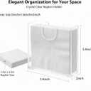 Clear Acrylic Napkin Holder for Table, Elegant Non-Slip Guest Towel Tray for Bathroom, Waterproof Vertical Tissue Dispenser for Kitchen, Dining, Bar, Office or Restaurant Square with rounded corners