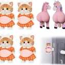 3D Shiba Inu Dog Belly Stickers, Cute Animal Big Belly Stickers for Door | 3 Pairs 3D Cat Belly Door Stoppers Super Soft Silicone Anti-Collision Stickers for Walls, Phones, Notebooks & Car
