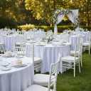 Fitable 6 Pack White Round Tablecloths - 120 Inches in Diameter - Stain Resistant and Washable Table Clothes, Polyester Fabric Table Covers for Wedding, Party, Banquet, Formal Events