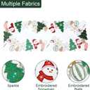 Christmas Placemat Table Runner Snowman Christmas Tree Snowflake Embroidered Snow Rectangle White Green Cut Out Glitter Holiday Xmas Festive Winter 1318IN